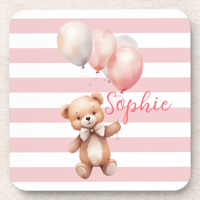 Porta-copo Urso Bonito de Rosa (Frente)