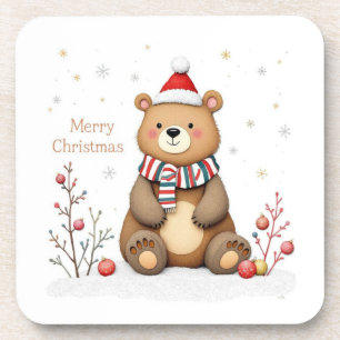 Porta-copo Urso de Natal