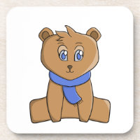 Urso de pelúcia vestindo lenço azul