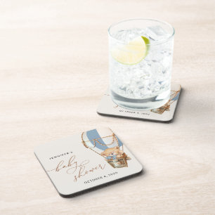 Porta-copo Urso de Teddy, Balão de Ar Quente Azul, Chá de fra