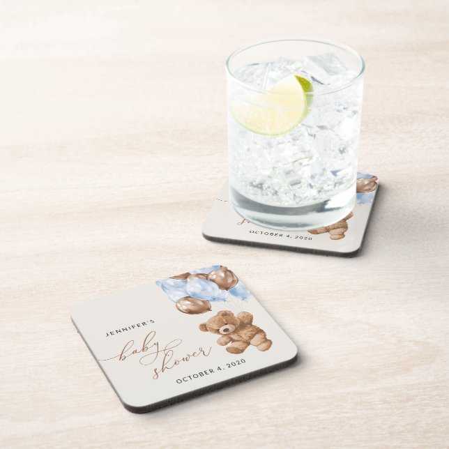 Porta-copo Urso De Teddy, Urso De Bebê, Balões Azuis, Chá de  (Lado Direito)