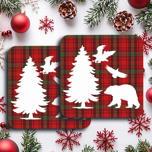 Porta-copo Urso-Pinheiro Águia Vermelho Preto (Criador carregado)