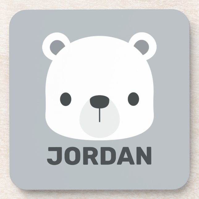 Porta-copo Urso Polar Bonito com Nome Personalizado (Frente)
