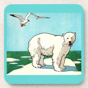 Porta-copo urso polar e gaivotas