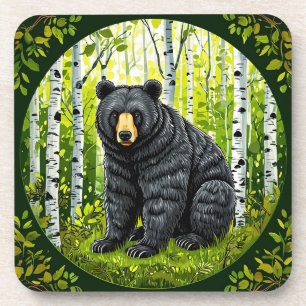Porta-copo Urso Preto em uma Floresta de Bétulas