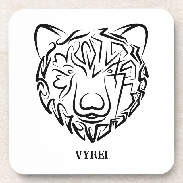 Porta-copo Urso Tribal Negro e Branco (Frente)