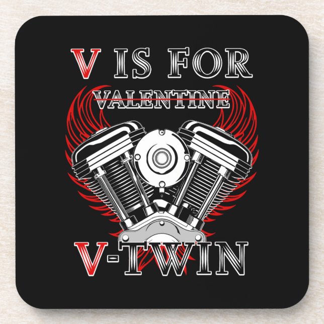 Porta-copo V is for Valentine, V-Twin Motorcycle. Biker (Frente)