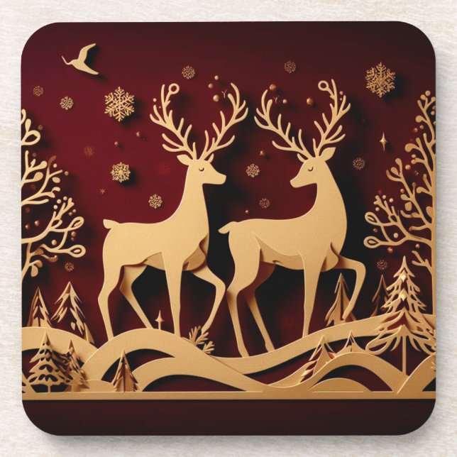 Porta-copo Valsa das Rena Celestiais – Floresta Dourada (Frente)