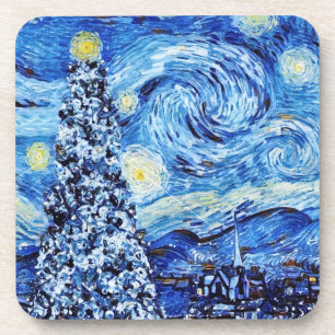 Porta-copo Van Gogh - A Noite Estrelada - Natal Branco