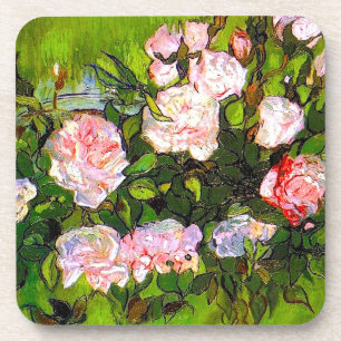 Porta-copo Van Gogh ainda vive com rosas rosa