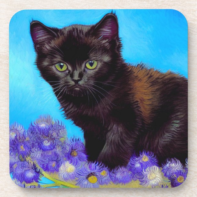 Porta-copo Van Gogh Cat e Flores (Frente)