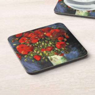 Porta-copo Van Gogh Vase com Papa Vermelho, Vintage de Belas 