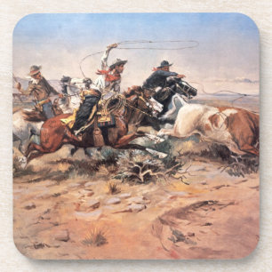 Porta-copo Vaqueiros que roping um boi, 1897 (óleo em canvas)