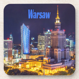Porta-copo Varsóvia Polônia Night Skyline Varsóvia Spire