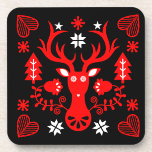 Porta-copo Vedante de Natal Vermelho escandinavo