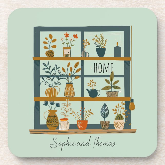 Porta-copo Vegetais Potentes Nome do Casal Bonito Home Sweet  (Frente)