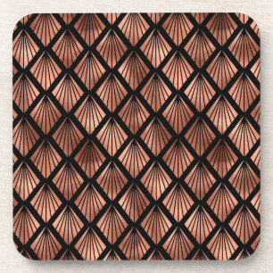 Porta-copo Ventiladores de Deco de Arte Dourada em Preto
