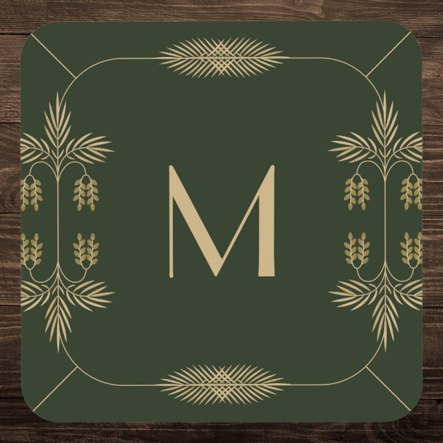 Porta-copo Verde clássico e monograma Dourado (Criador carregado)