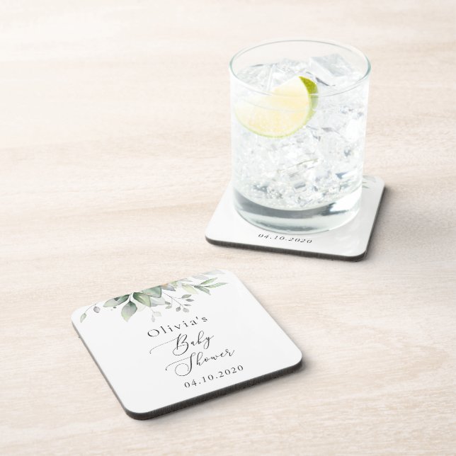 Porta-copo Verde, Eucalipto Folhas, Boho, Chá de fraldas (Lado Direito)