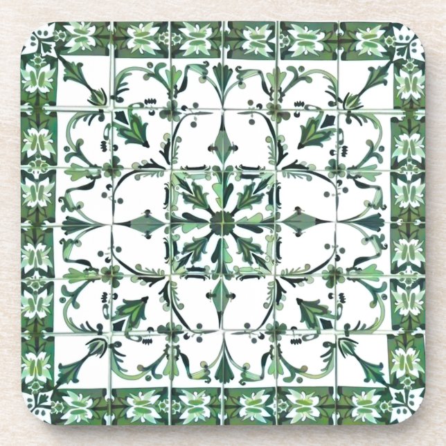 Porta-copo Verde,marroquino,mosaico, (Frente)