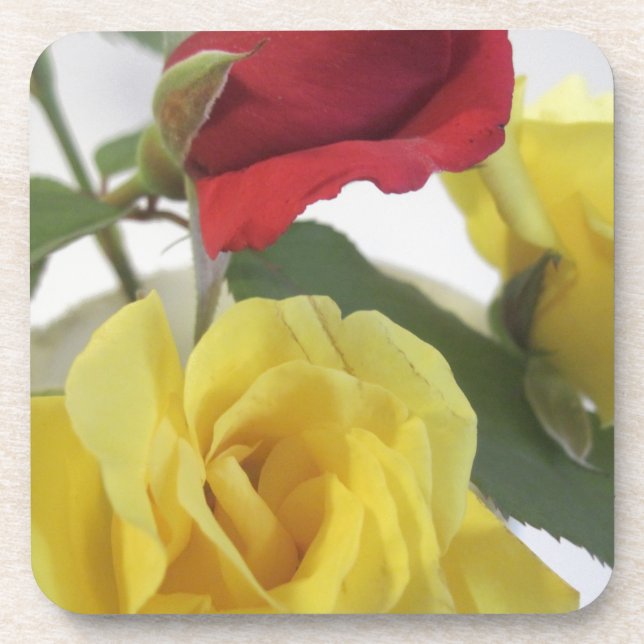 Porta-copo Vermelho Amd Rosas Amarelas (Frente)