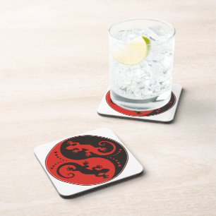 Porta-copo Vermelho do preto dos gecos de YIN & de YANG + sua
