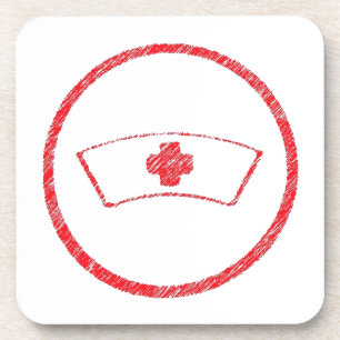 Porta-copo vermelho médico hospital enfermeira cruz
