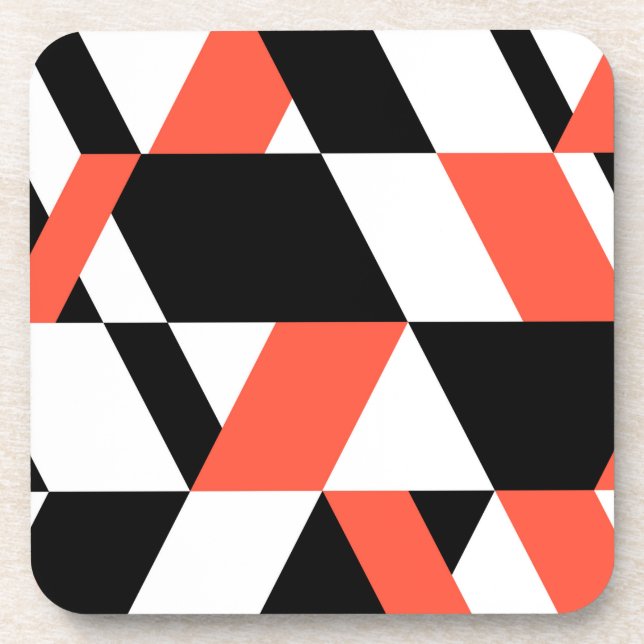 Porta-copo Vermelho-negro, moderno, moderno, design geométric (Frente)