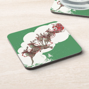 Porta-copo Véspera de Natal Vintage, Papai Noel Retro em Tren