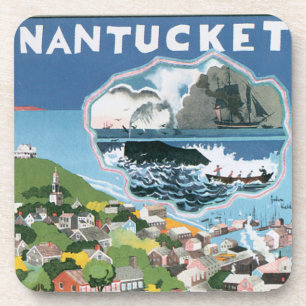 Porta-copo Viagens vintage de Poster, Mapa de Nantucket Islan