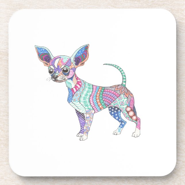 Porta-copo Vibrant Chihuahua Hard Plastic coaster (Frente)