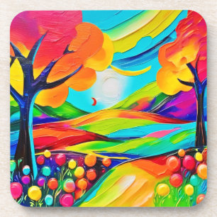 Porta-copo Vibrant Hillside Harmony Painting