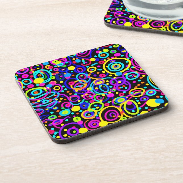 Porta-copo Vibrant Neon Pattern Art Design (Left Side)
