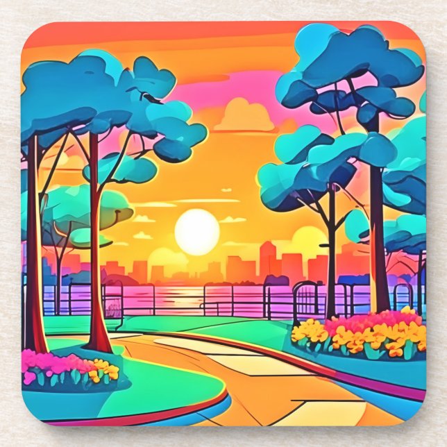 Porta-copo Vibrante paisagem solar (Frente)