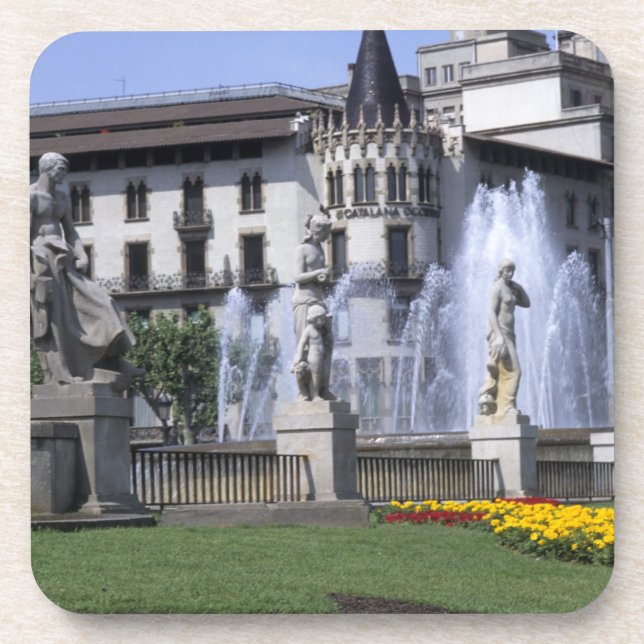 Porta-copo Vida na Espanha a bela Plaza Cataluna com (Frente)