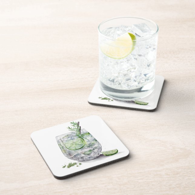 PORTA-COPO VIDRO DE ÁGUA DE GIN E TÔNICA COM LIMÃO (Lado Direito)