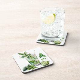 PORTA-COPO VIDRO DE COR DA ÁGUA DE MOJITO COM MINA