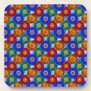 Porta-copo Vidro Fosco Abstrato Vermelho Verde Azul Laranja