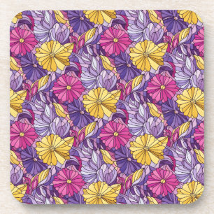 Porta-copo Vidro Manchado Abstrato Roxo Amarelo Rosa