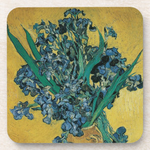 Porta-copo Vincent van Gogh - Vaso com Íris Fundo Amarelo