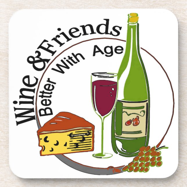 Porta-copo Vinho E Amigos Melhor Com Idade (Frente)