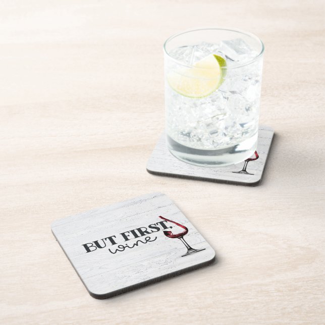 Porta-copo Vinho Vermelho Vidro De Madeira Branqueada (Lado Direito)