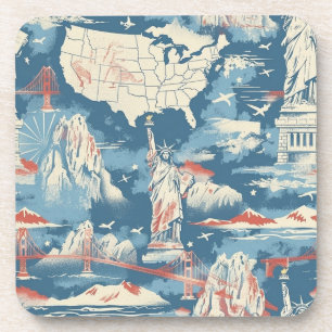 Porta-copo Vintage American Landmark Pattern - Liberty, EUA