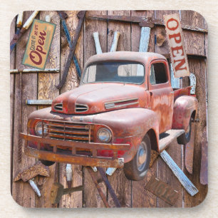 Porta-copo Vintage Antique Farm Red Truck Antique tools
