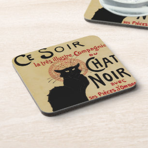 Porta-copo Vintage Art Nouveau, Ce Soir Chat Noir Black Cat