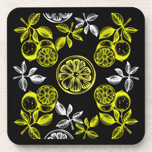 Porta-copo Vintage Botanical Lemon Impressão