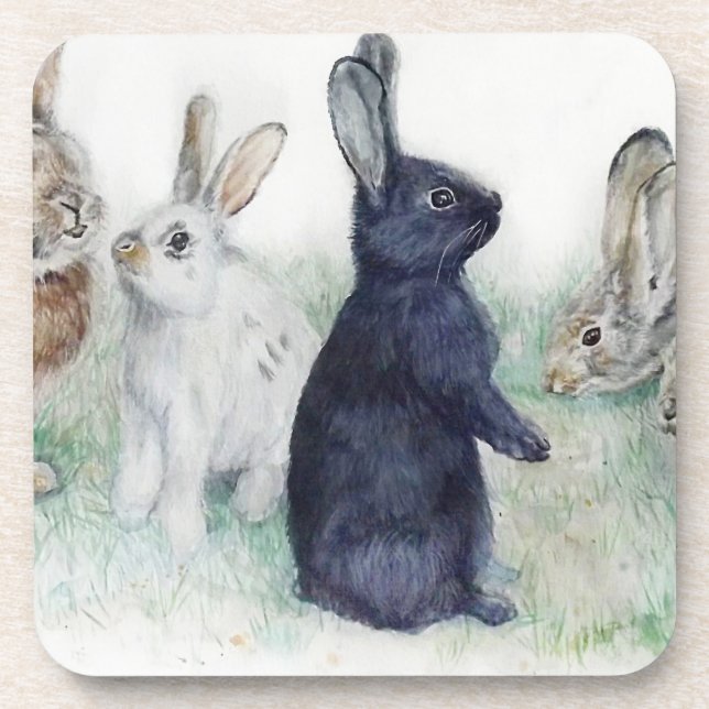 Porta-copo Vintage bunnies, felz pascoa (Frente)