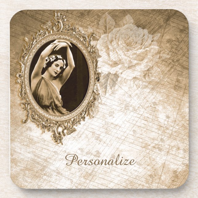 Porta-copo Vintage Cameo Dancing Girl Personalizada (Frente)