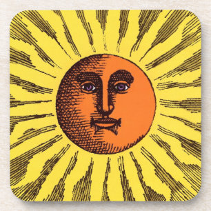 Porta-copo Vintage Celestial Amarelo Sorriso Feliz Hippie Sun