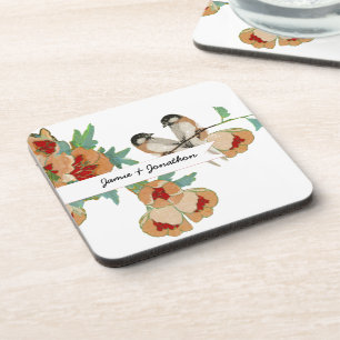 Porta-copo Vintage Cherry Blossom Love Bird Peach